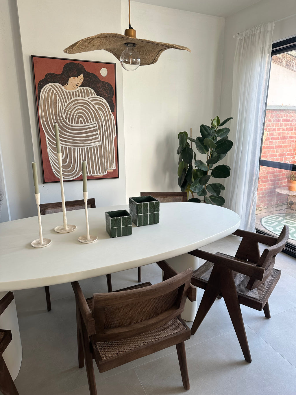 Dining table for 8 in lime plaster (mortex)