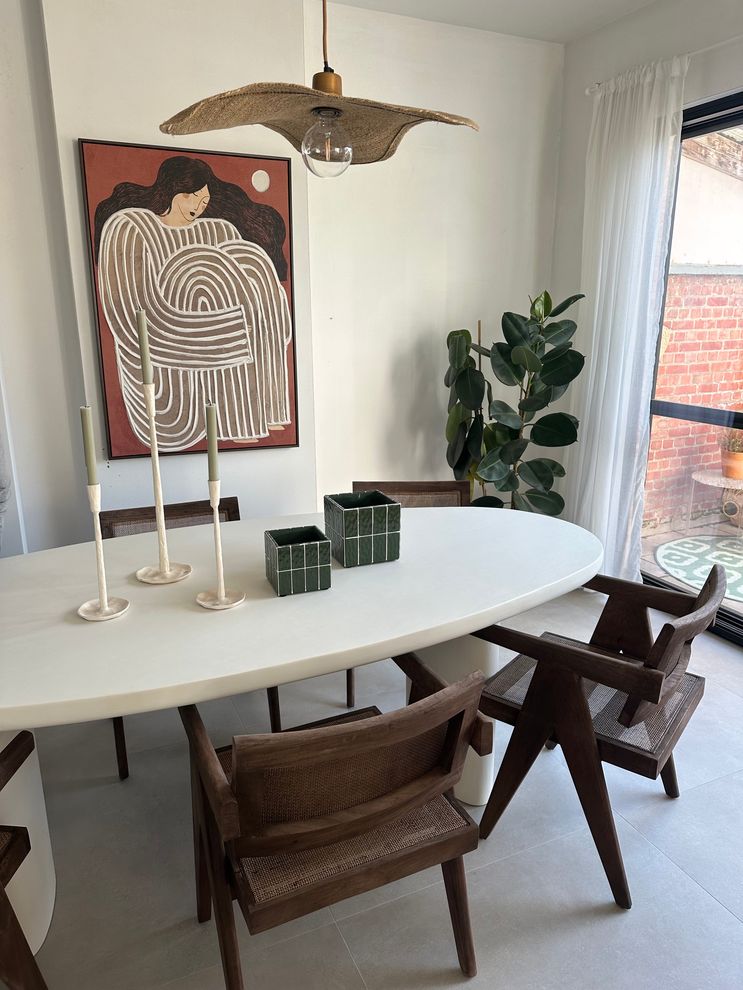Dining table for 8 in lime plaster (mortex)