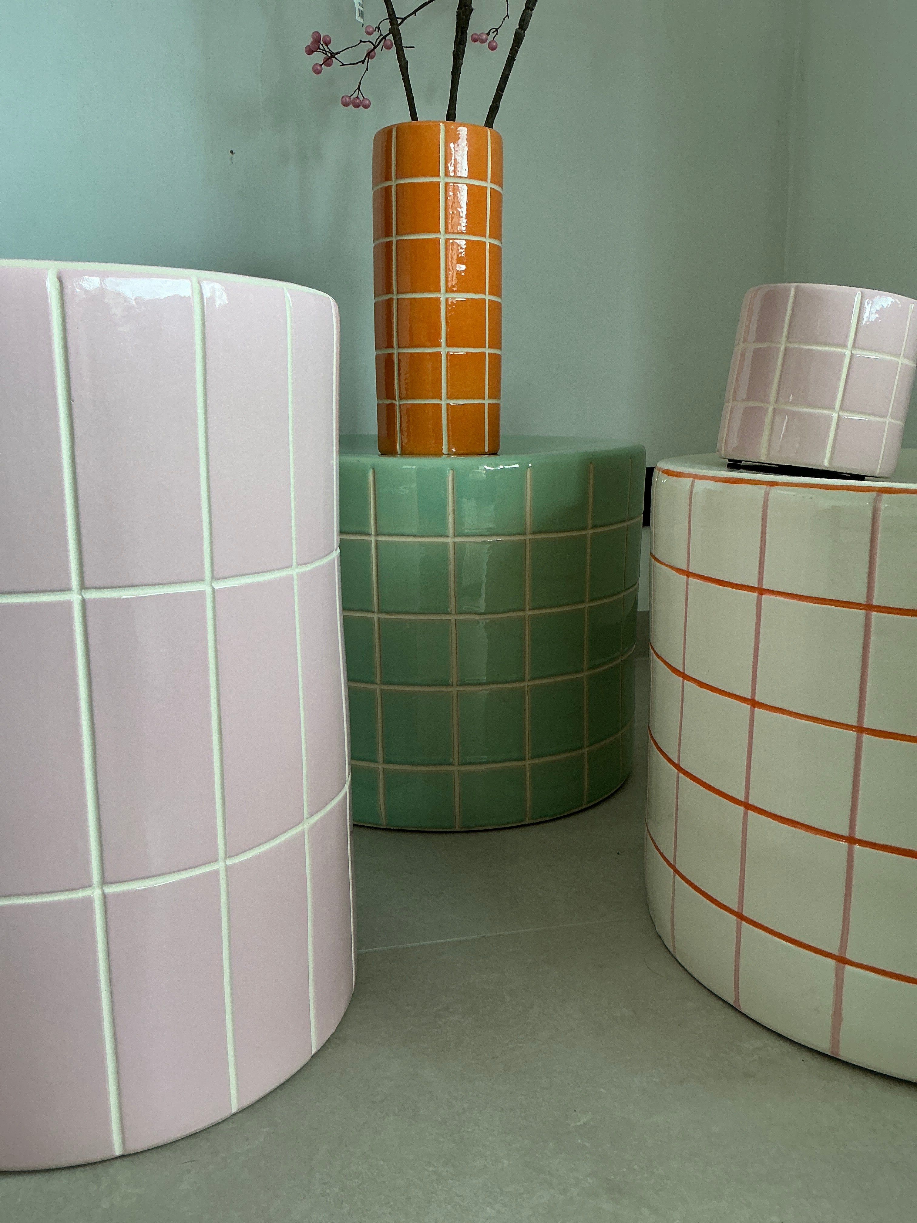 Ceramic side table green