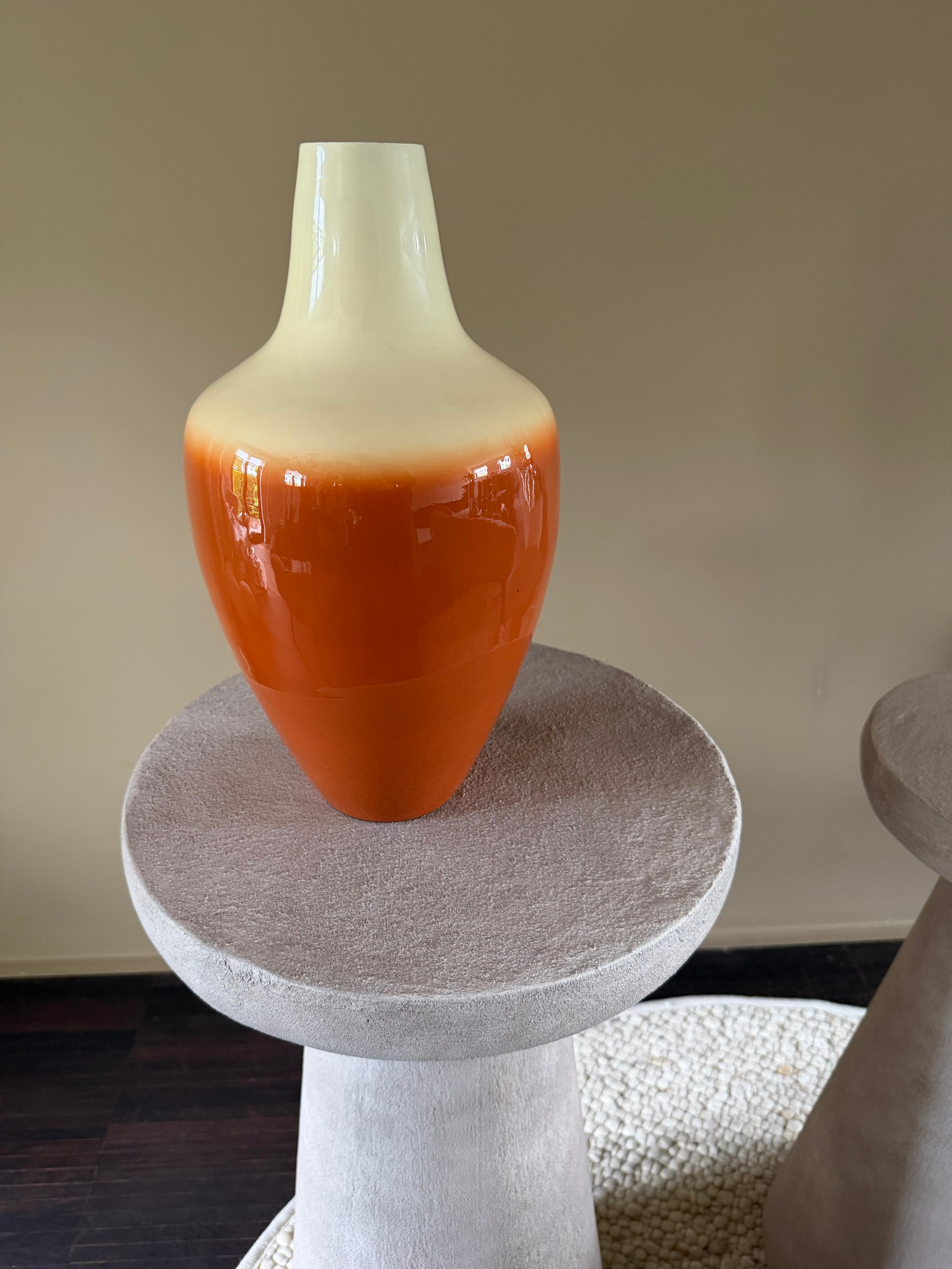 Orange and white vase