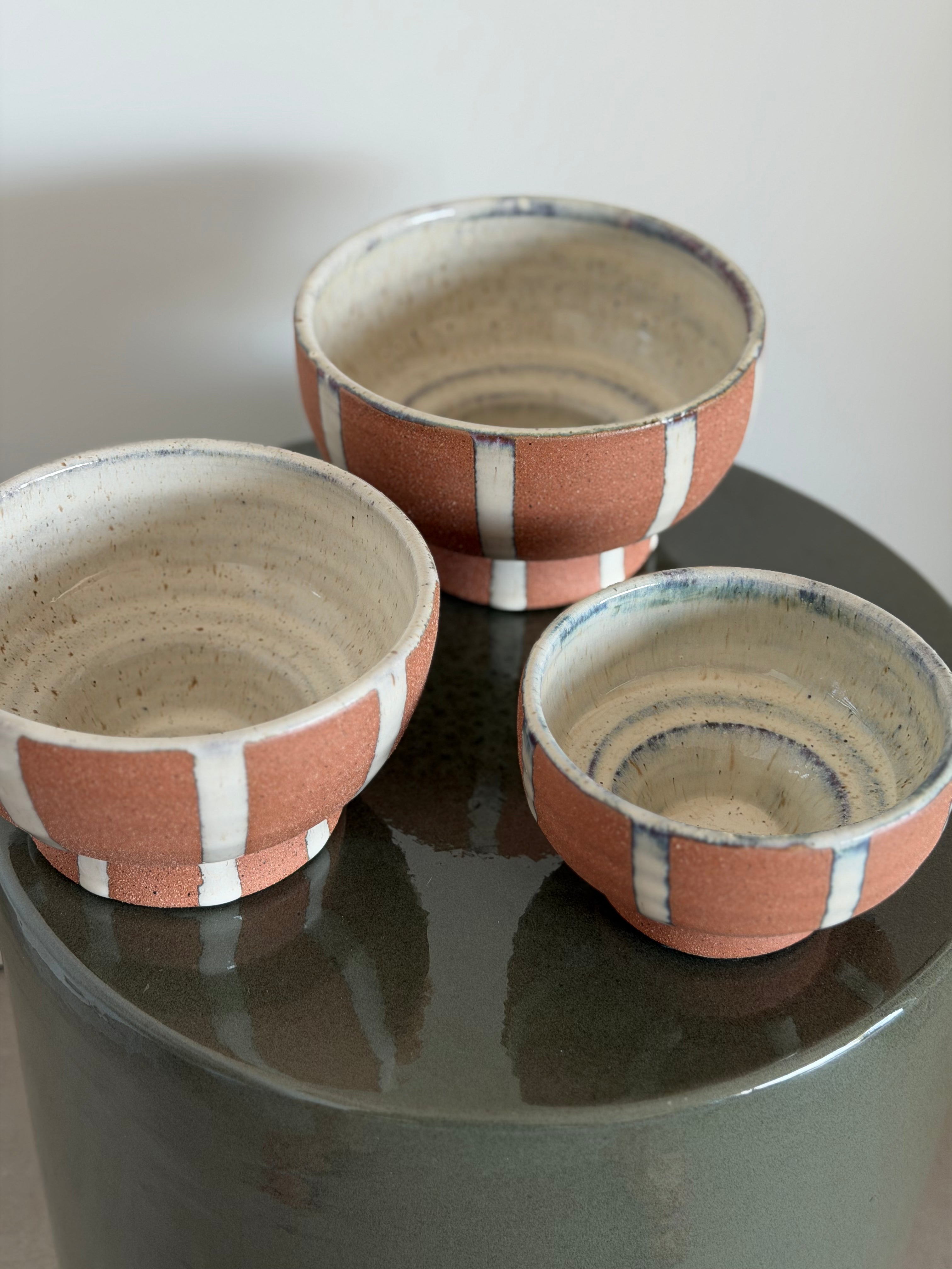 Striped terracotta bowl S