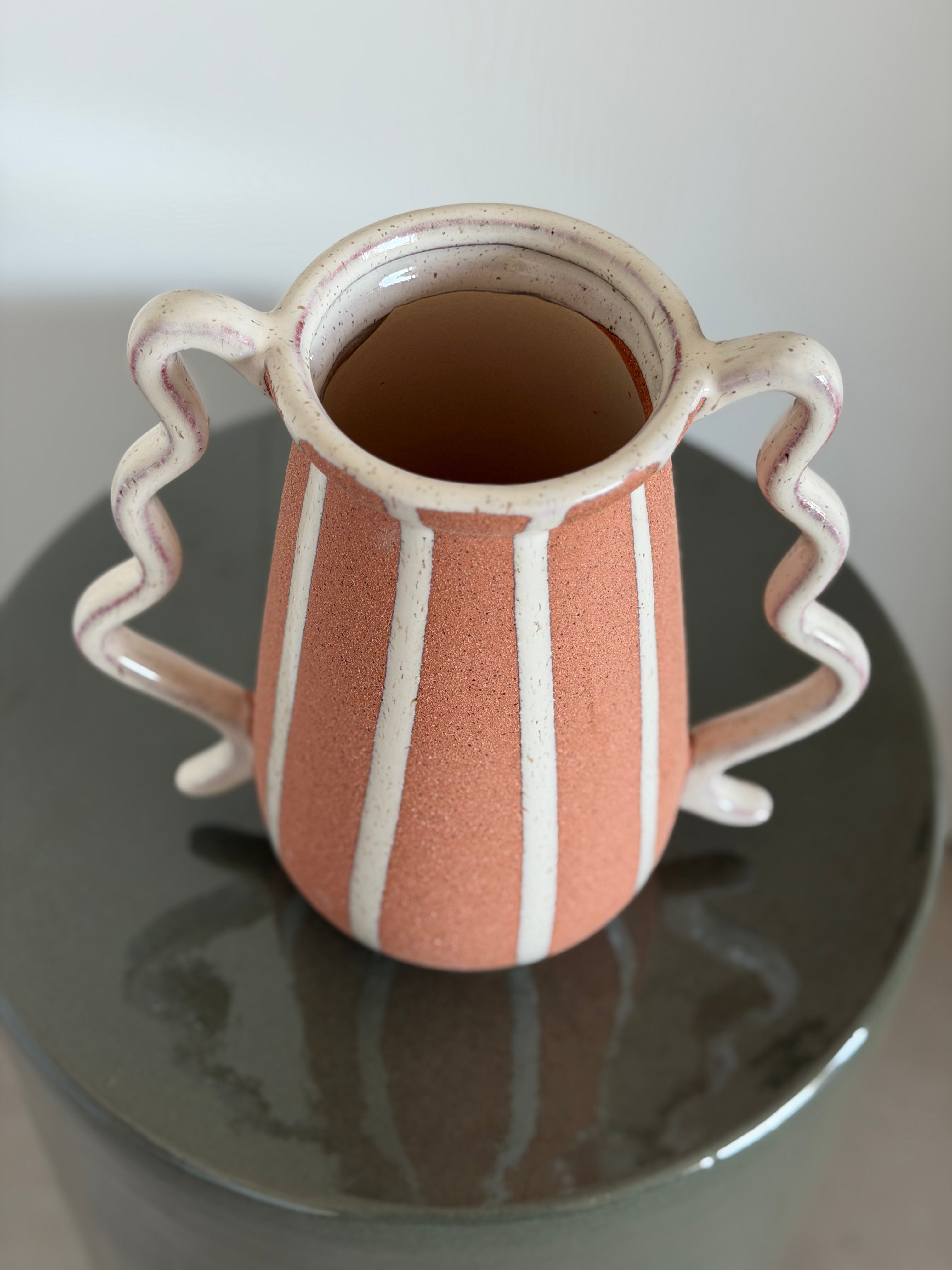 Striped terracotta vase