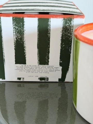 Striped green vegetable wax candle L (200 hours burn time)