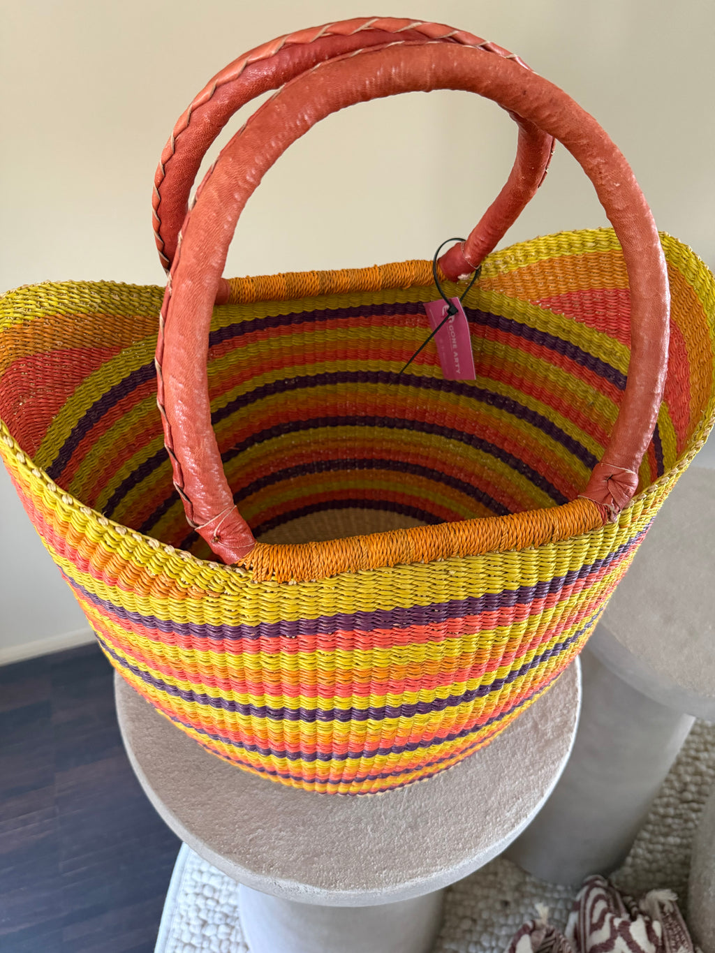 Orange basket bag