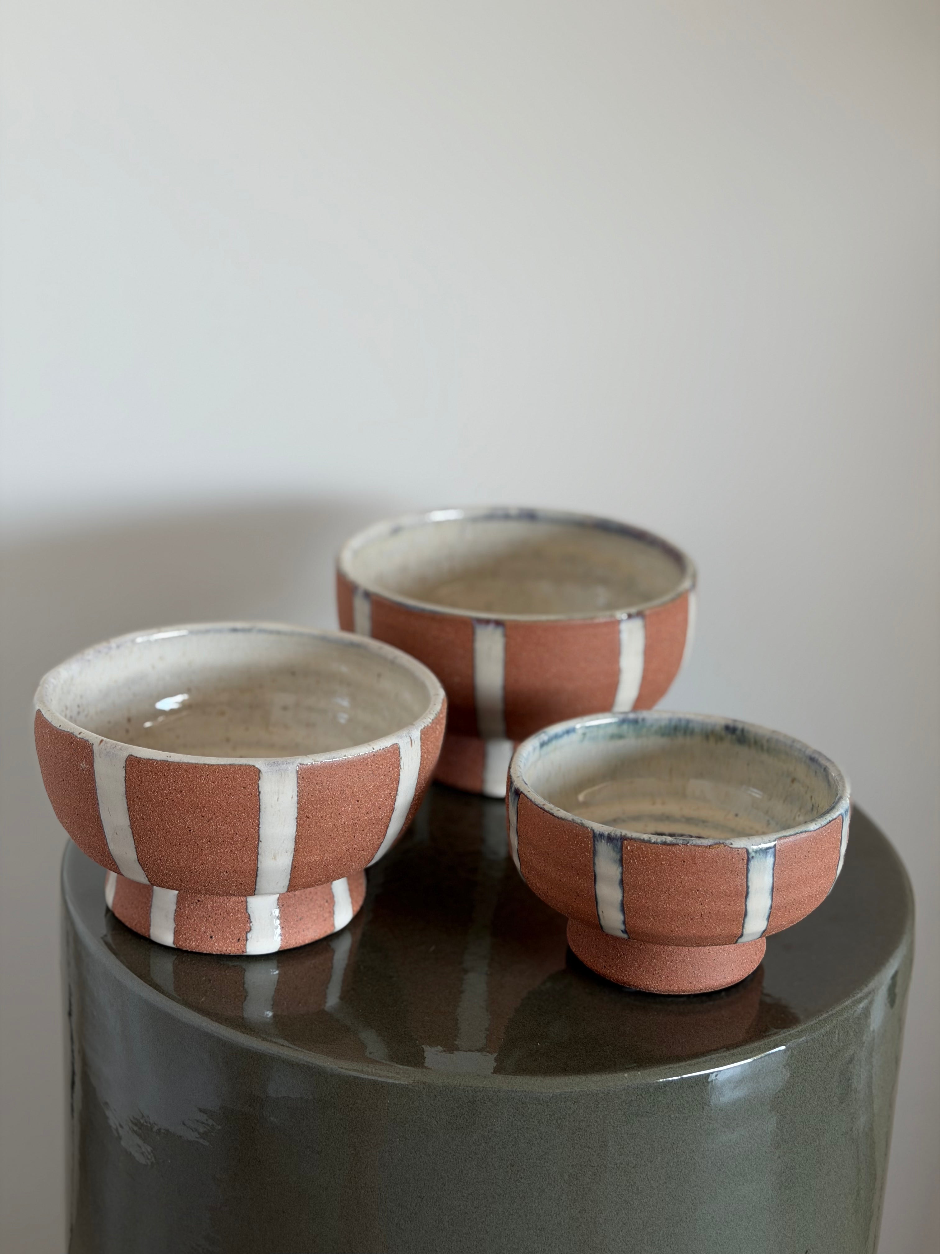 Striped terracotta bowl M