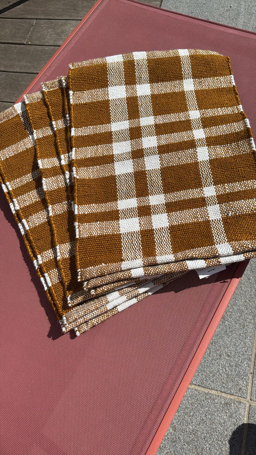 Bruine of groene geruite placemats (set van 8)