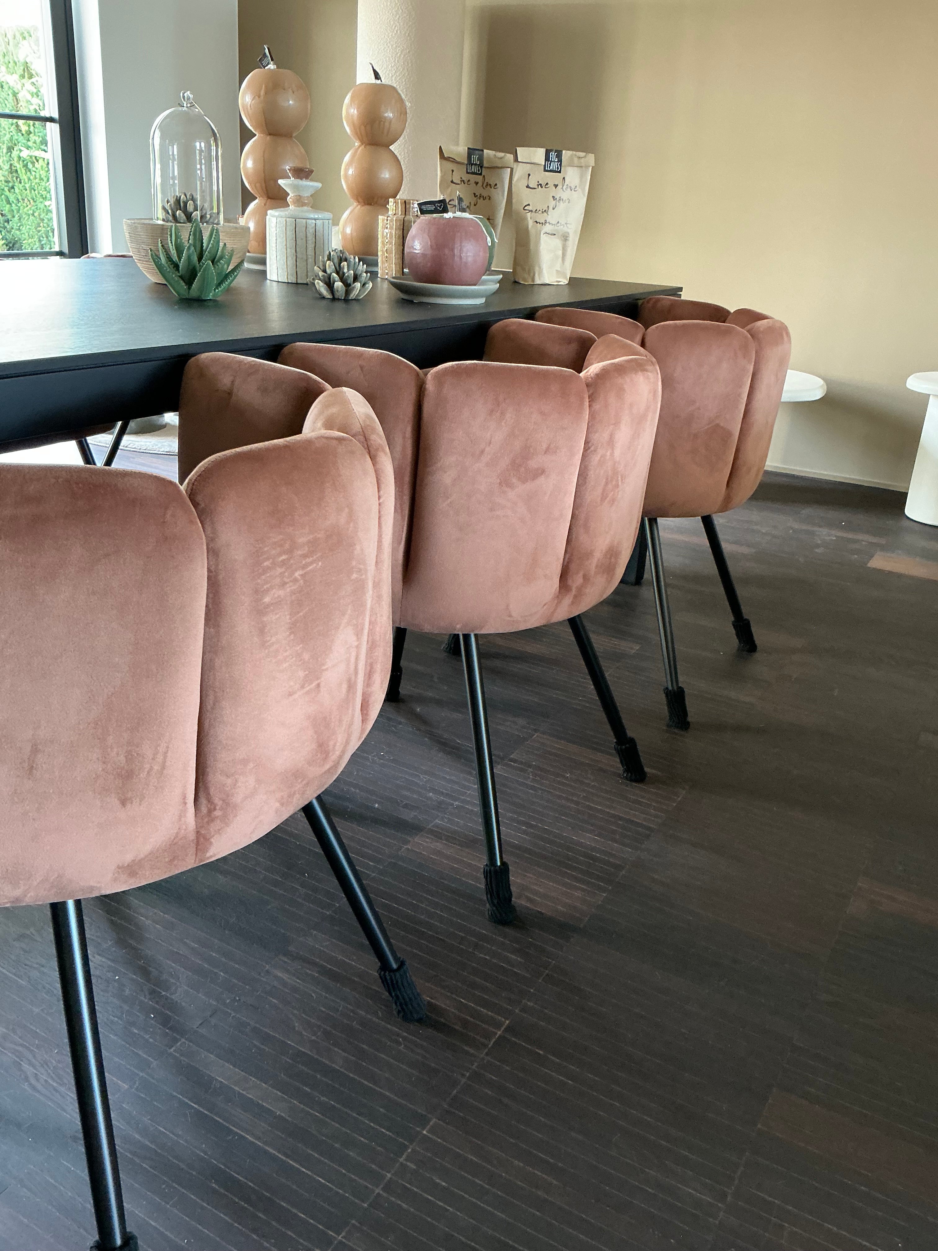 Chaises de salle à manger roses rembourrées (lot de 8)