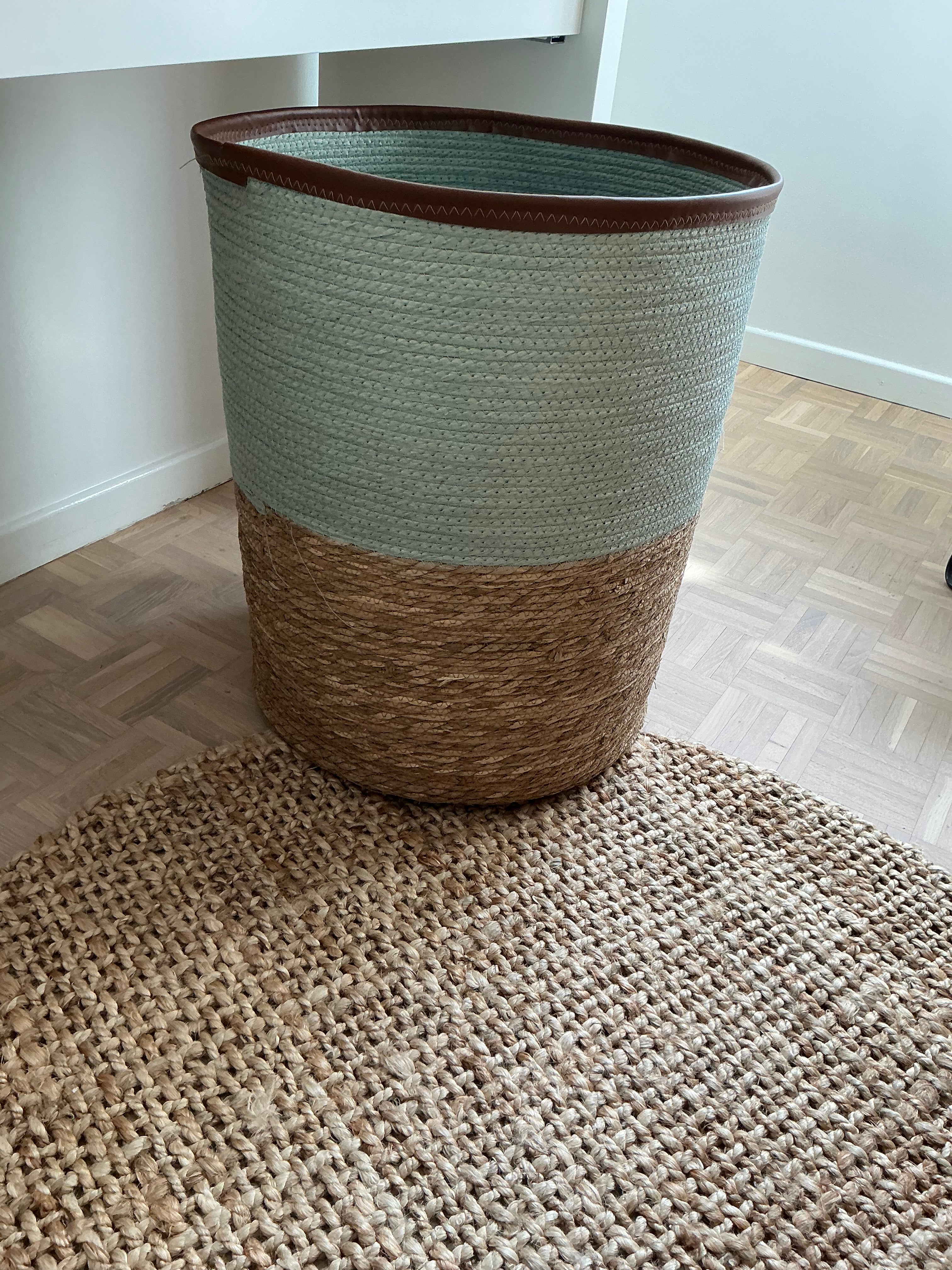 Green woven storage basket