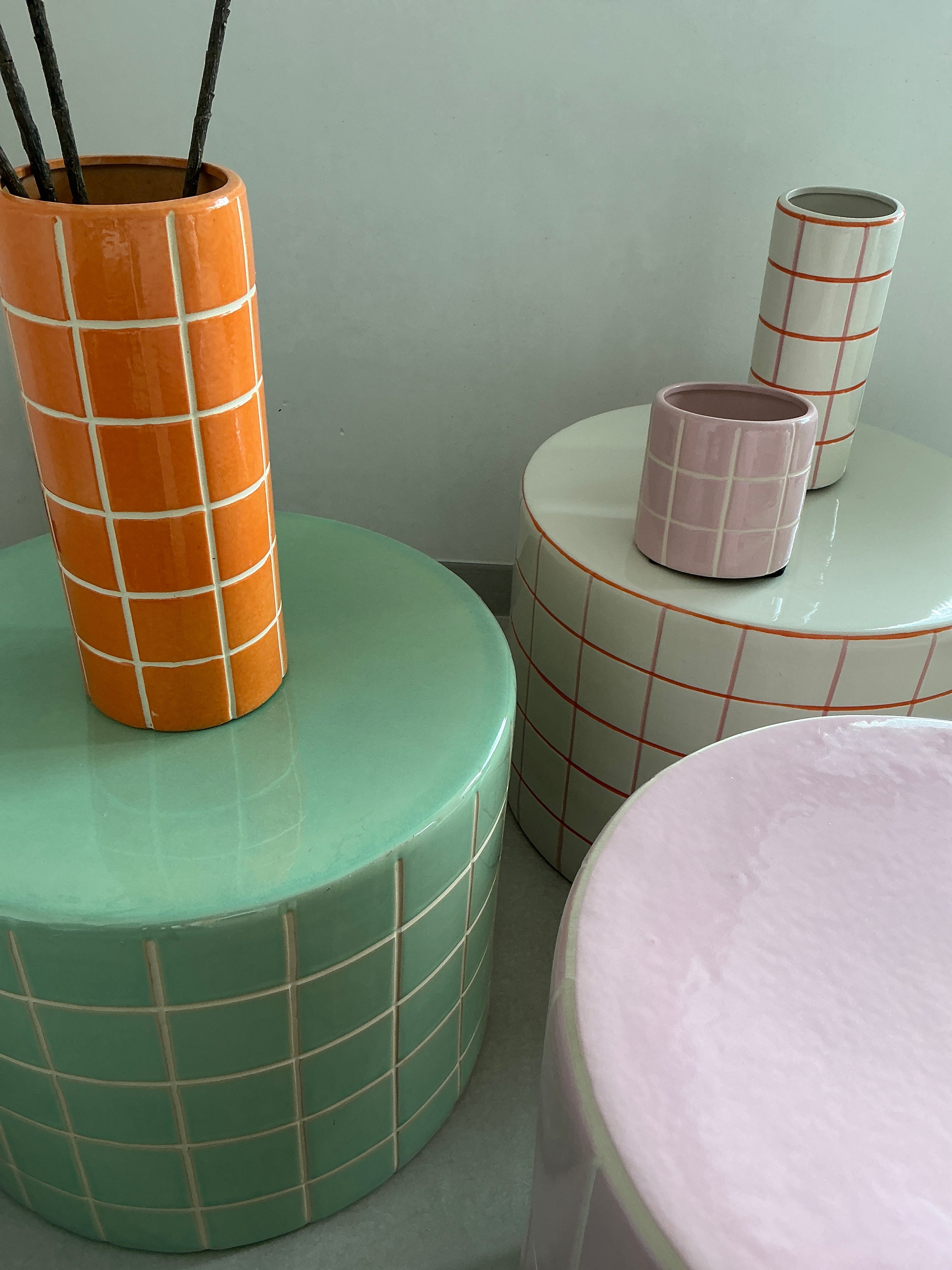 Ceramic side table green