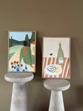 Framed artwork oysters and wine