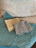 Waffle‑textured kitchen towels camel, gray or blue