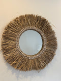 Miroir avec cadre en raphia