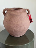 Handmade pink decorative pot with side handles