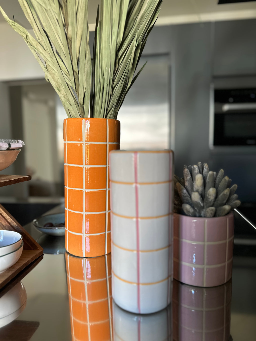 Vase en pierre orange