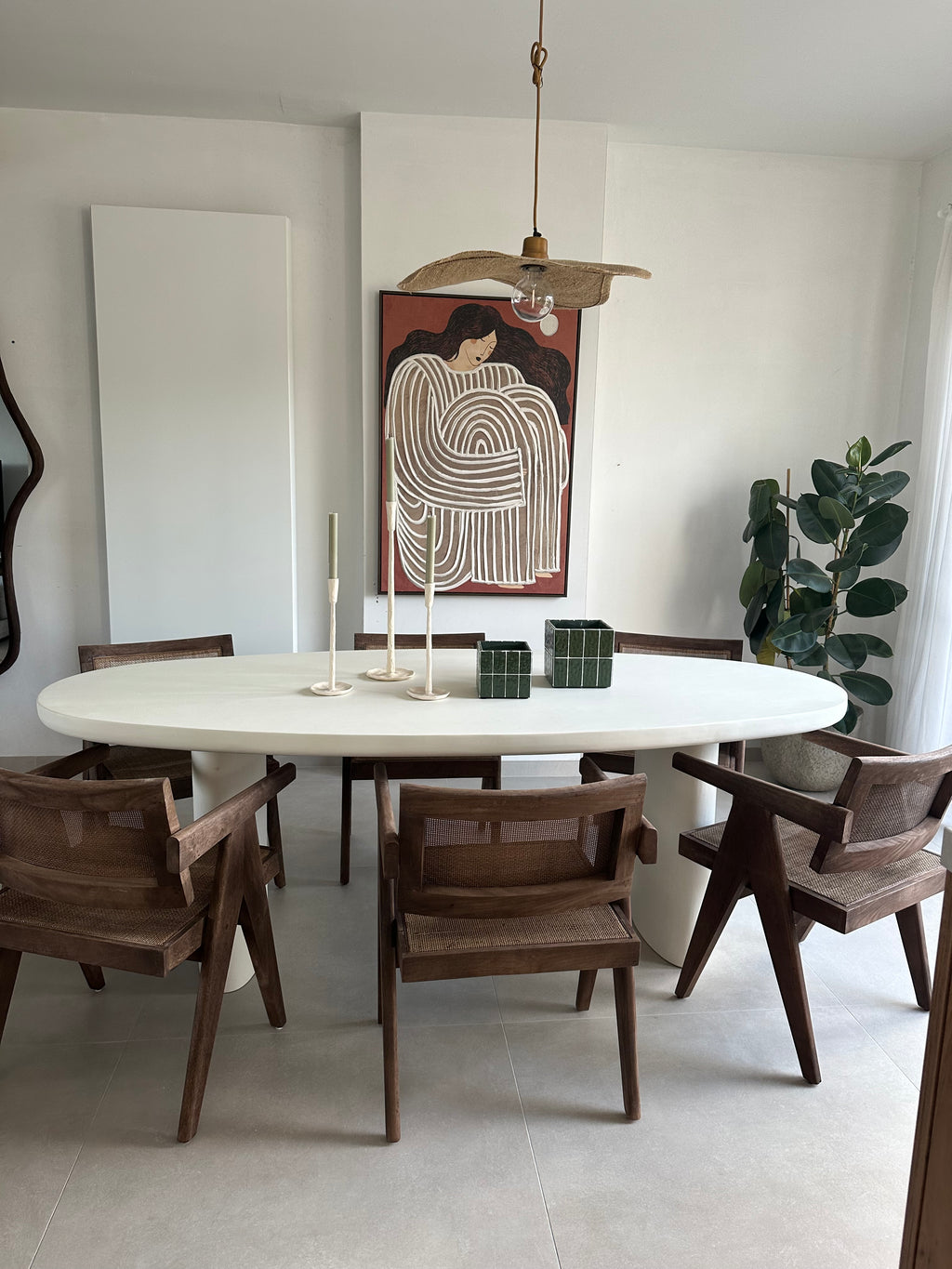 Dining table for 8 in lime plaster (mortex)
