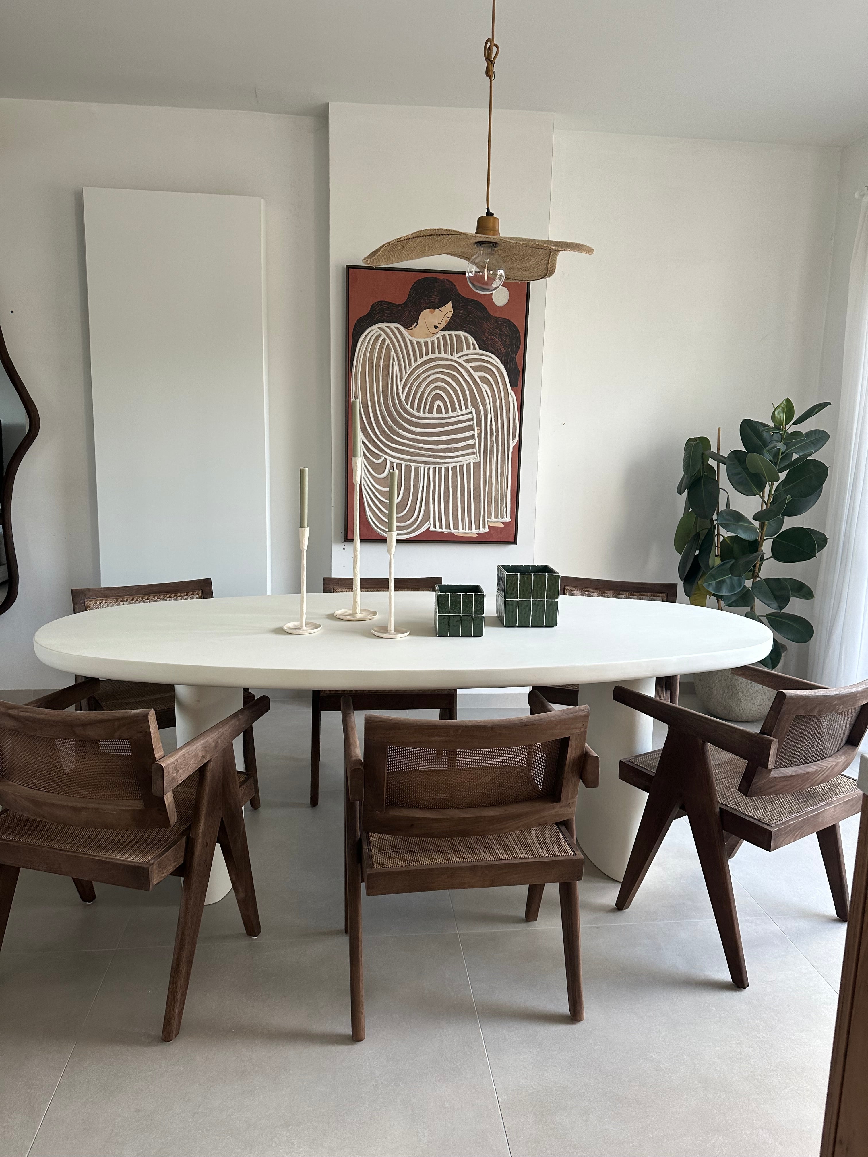 Dining table for 8 in lime plaster (mortex)