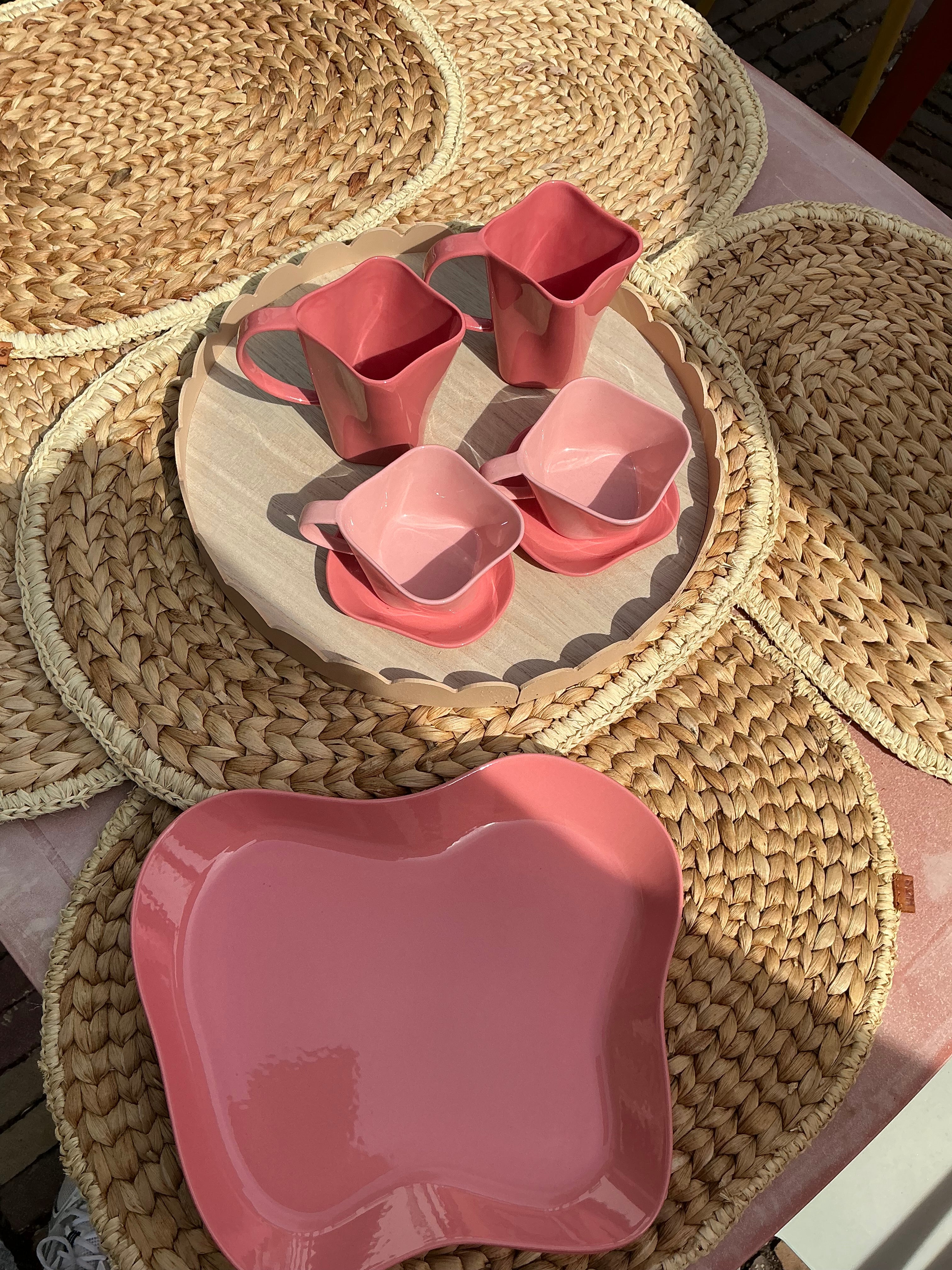 Assiette rose (lot de 6)