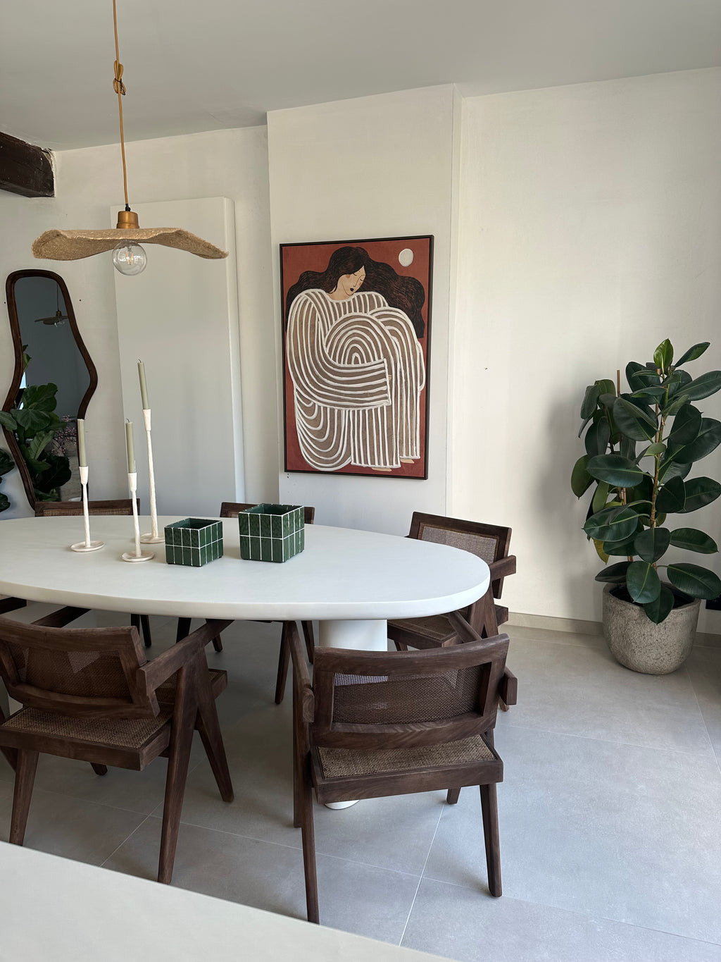 Dining table for 8 in lime plaster (mortex)