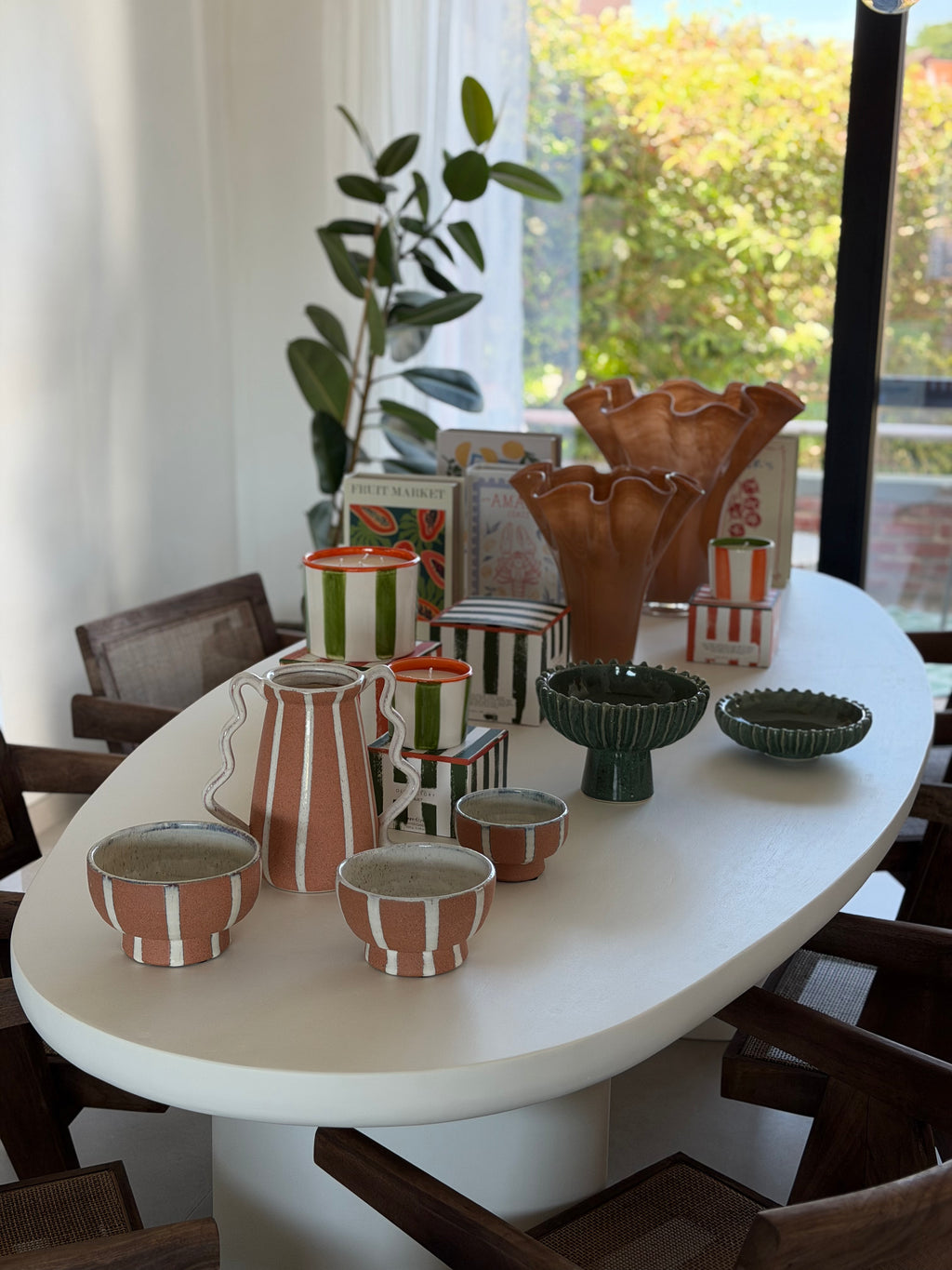 Striped terracotta bowl S