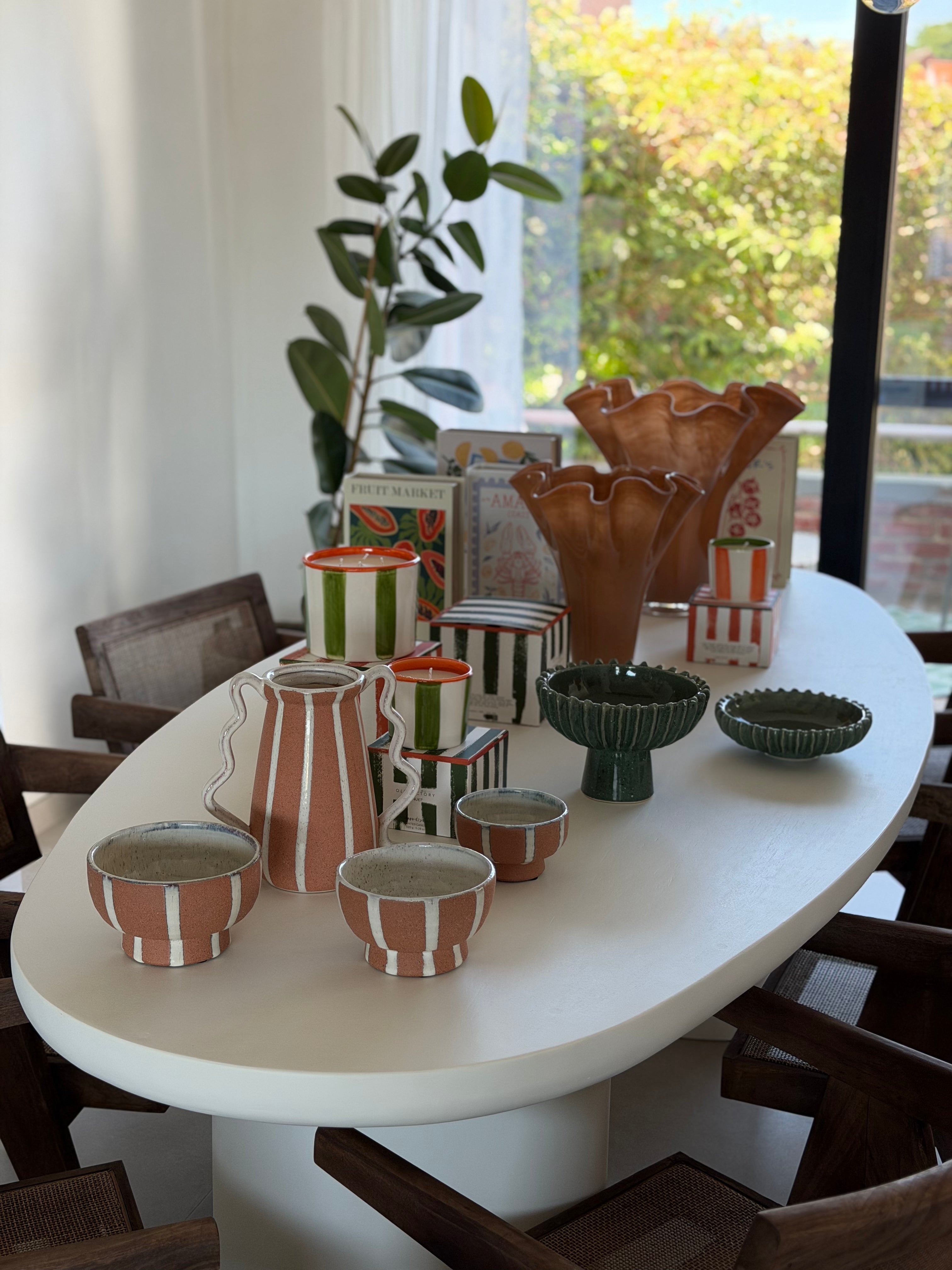 Striped terracotta bowl S