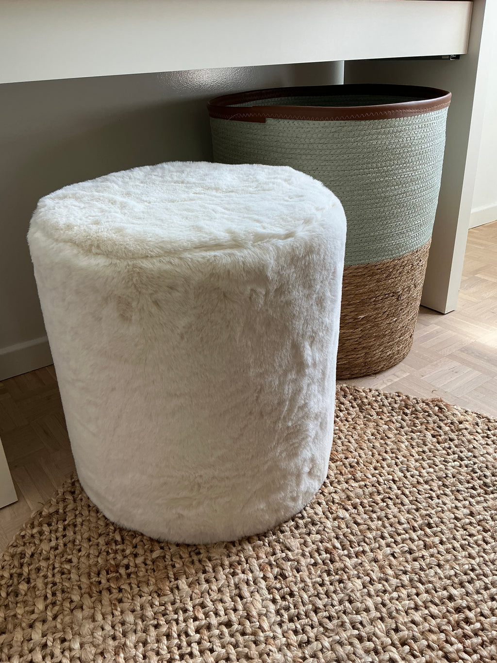 Fluffy white side table
