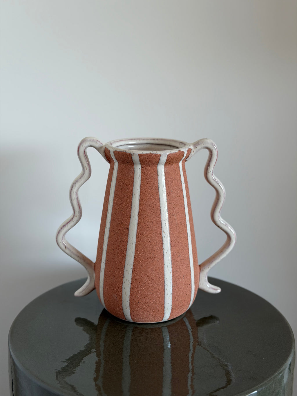 Striped terracotta vase
