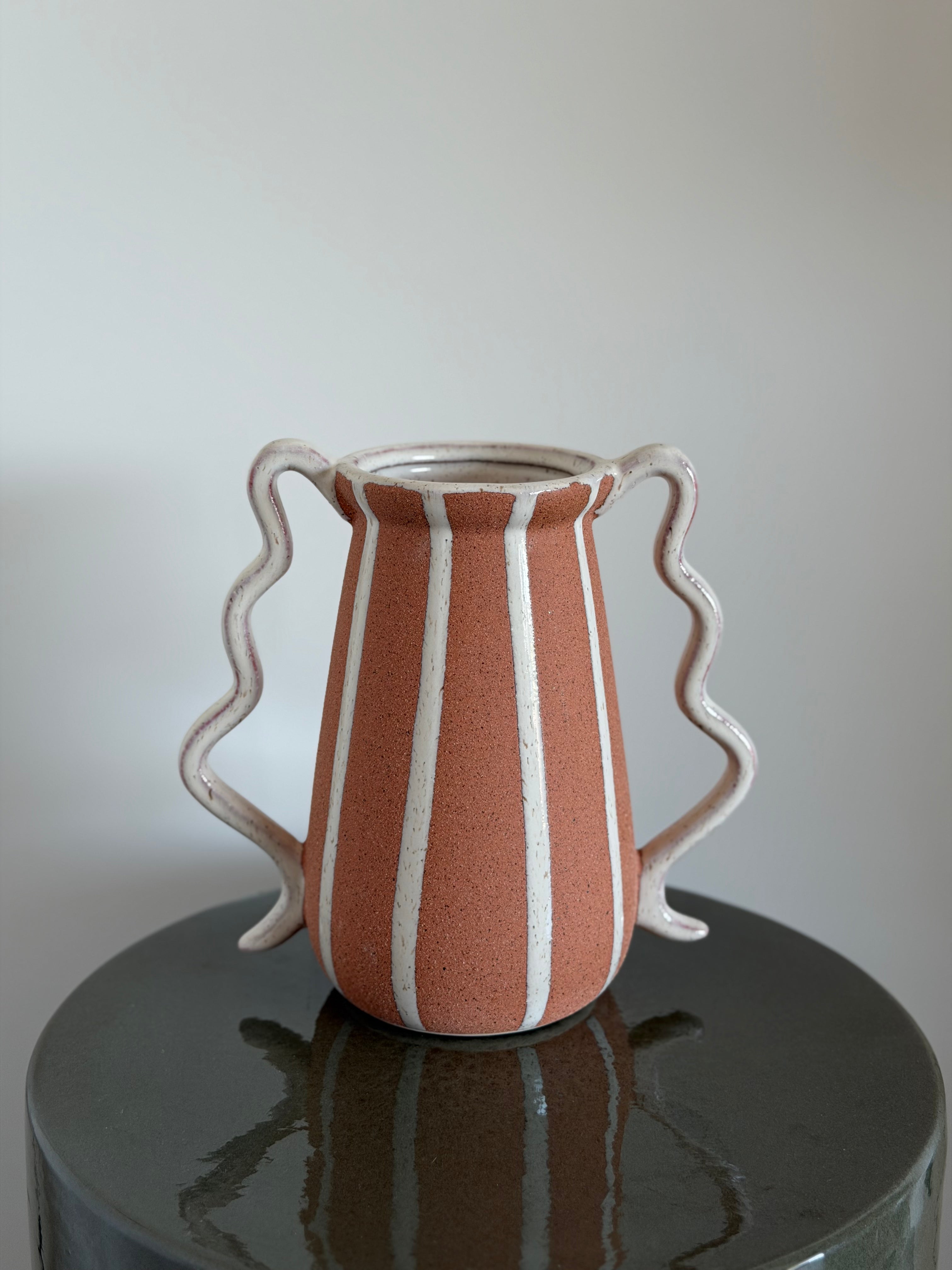 Striped terracotta vase