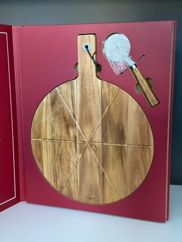 Book design side table with pizza serving board&cutter