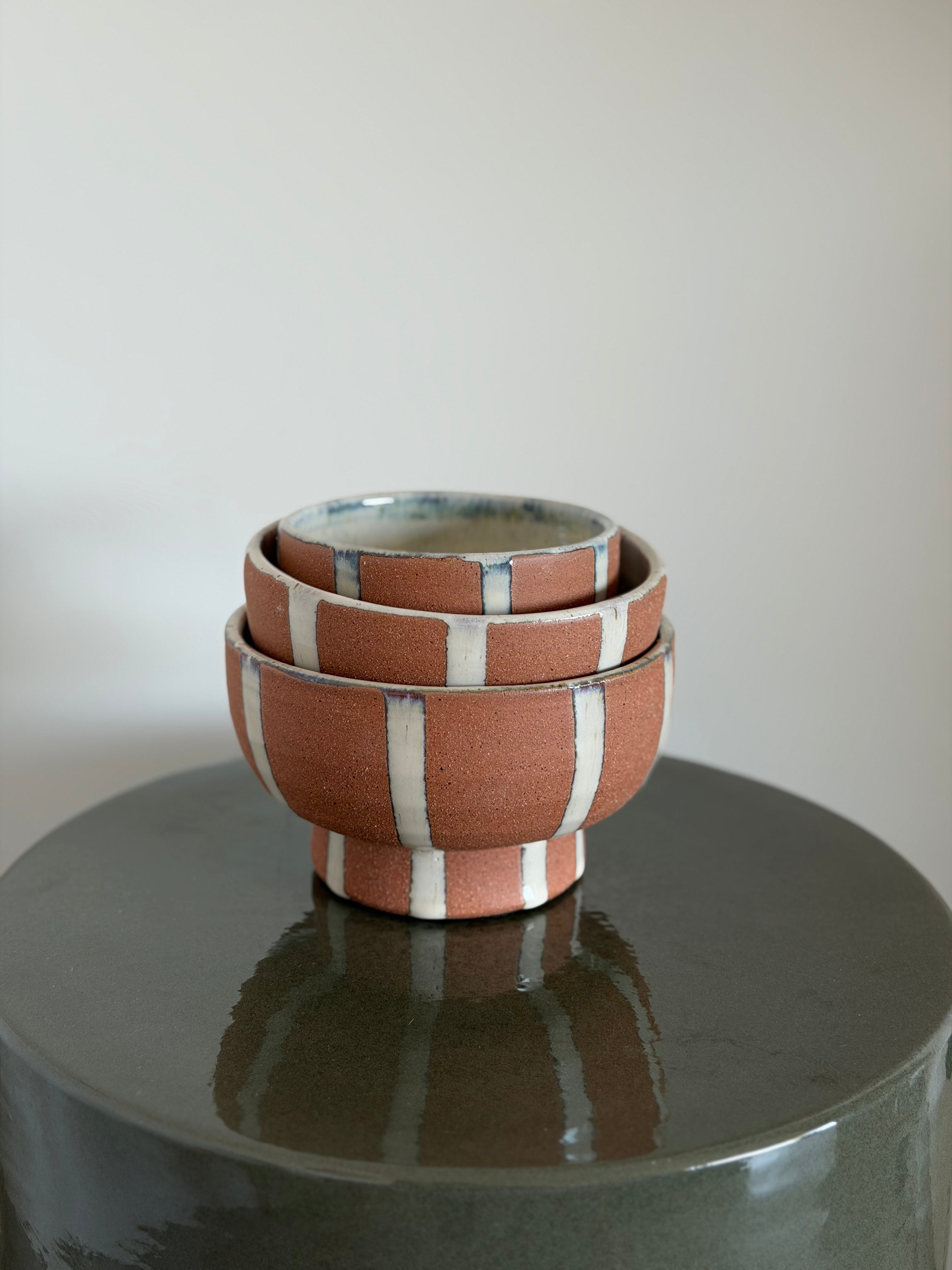 Striped terracotta bowl S