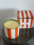 Striped orange vegetable wax candle L (200 hours burn time)