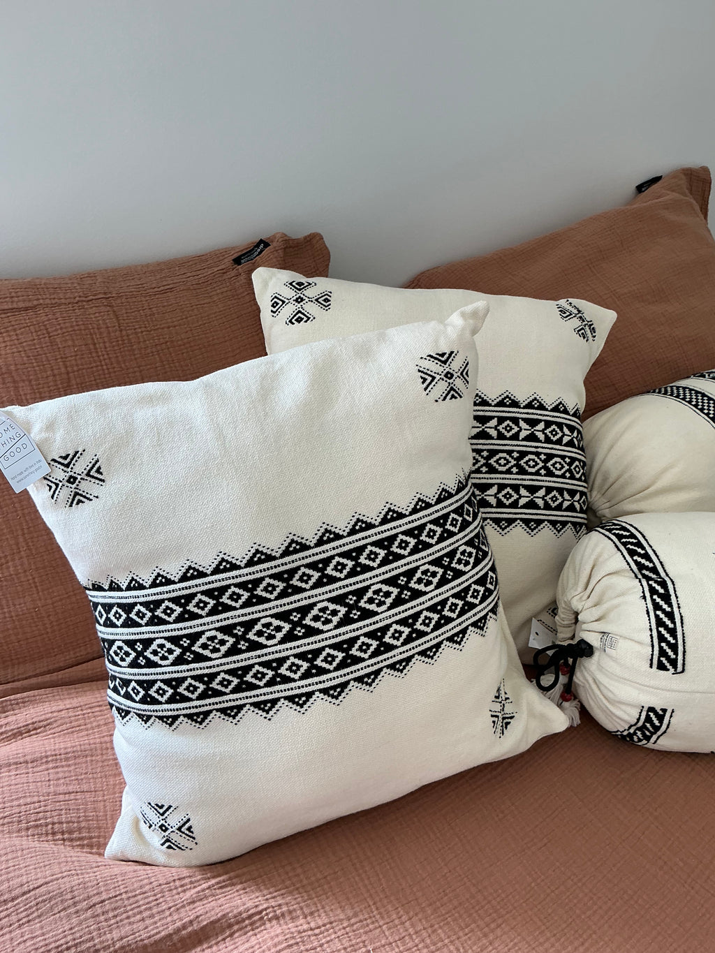 Coussins noirs et blancs