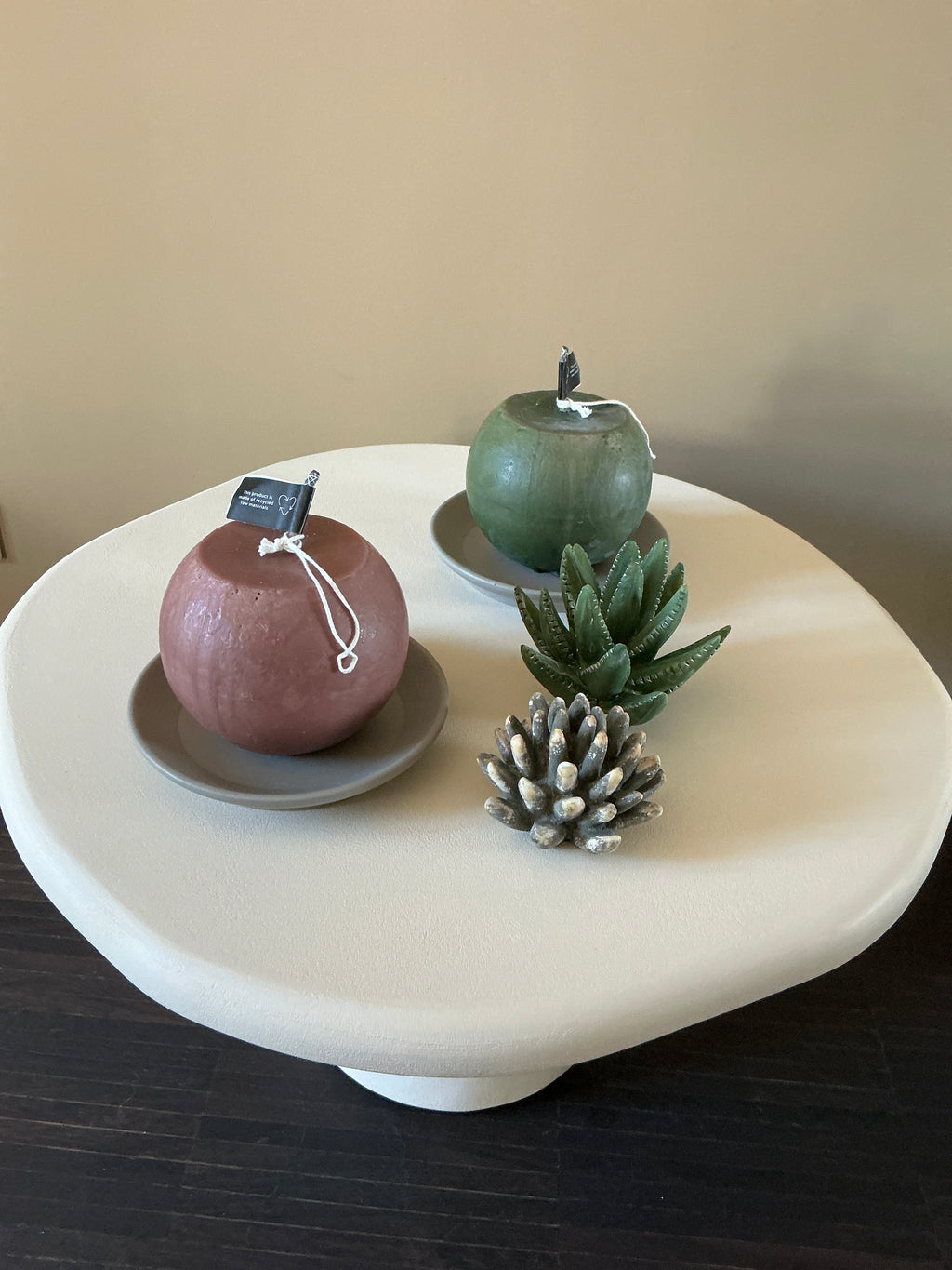 Bougie d'extérieur S verte ou rose (socle inclus)