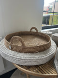 White raffia tray L