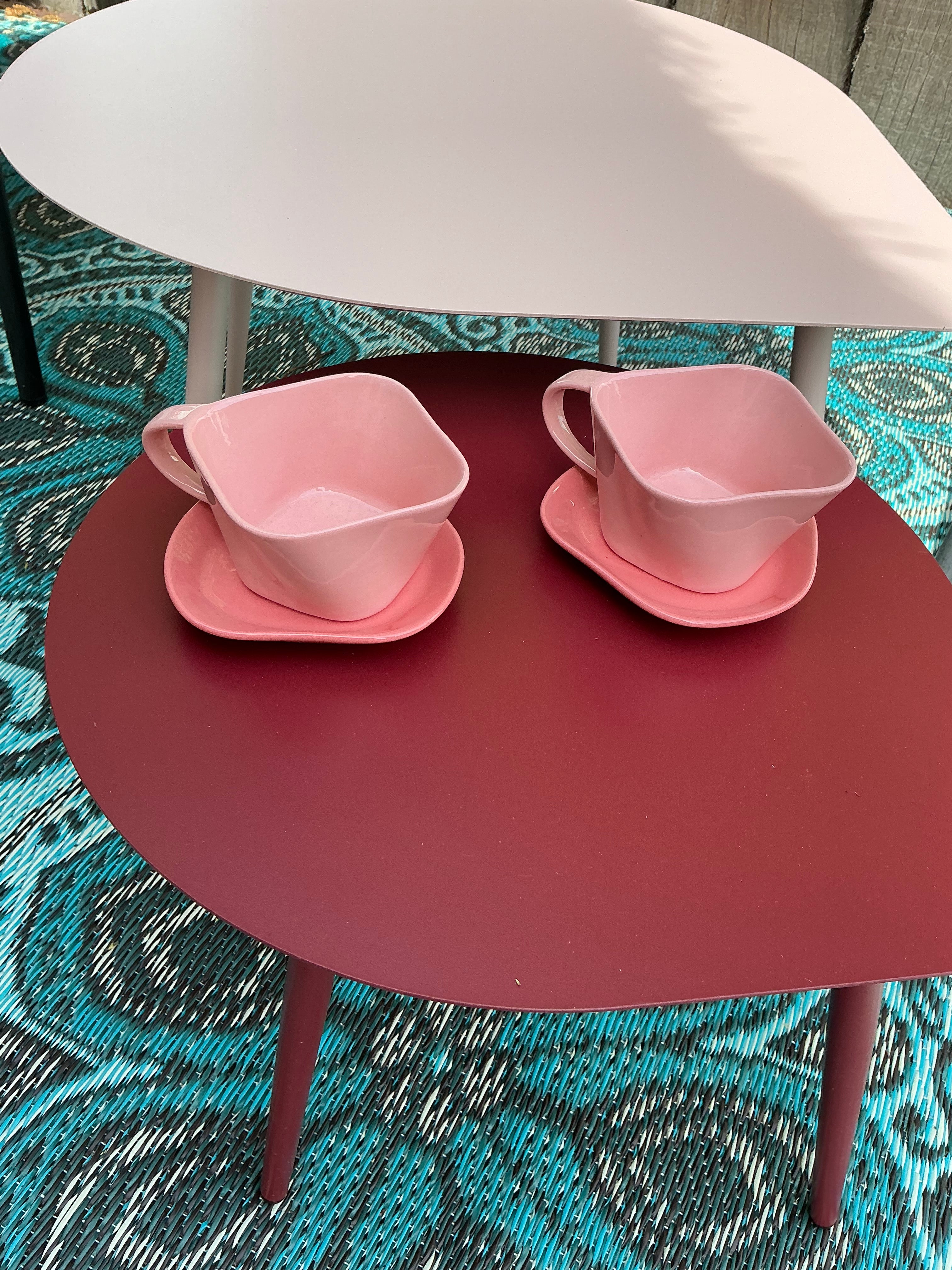 Mug rose S (lot de 6) assiette incluse