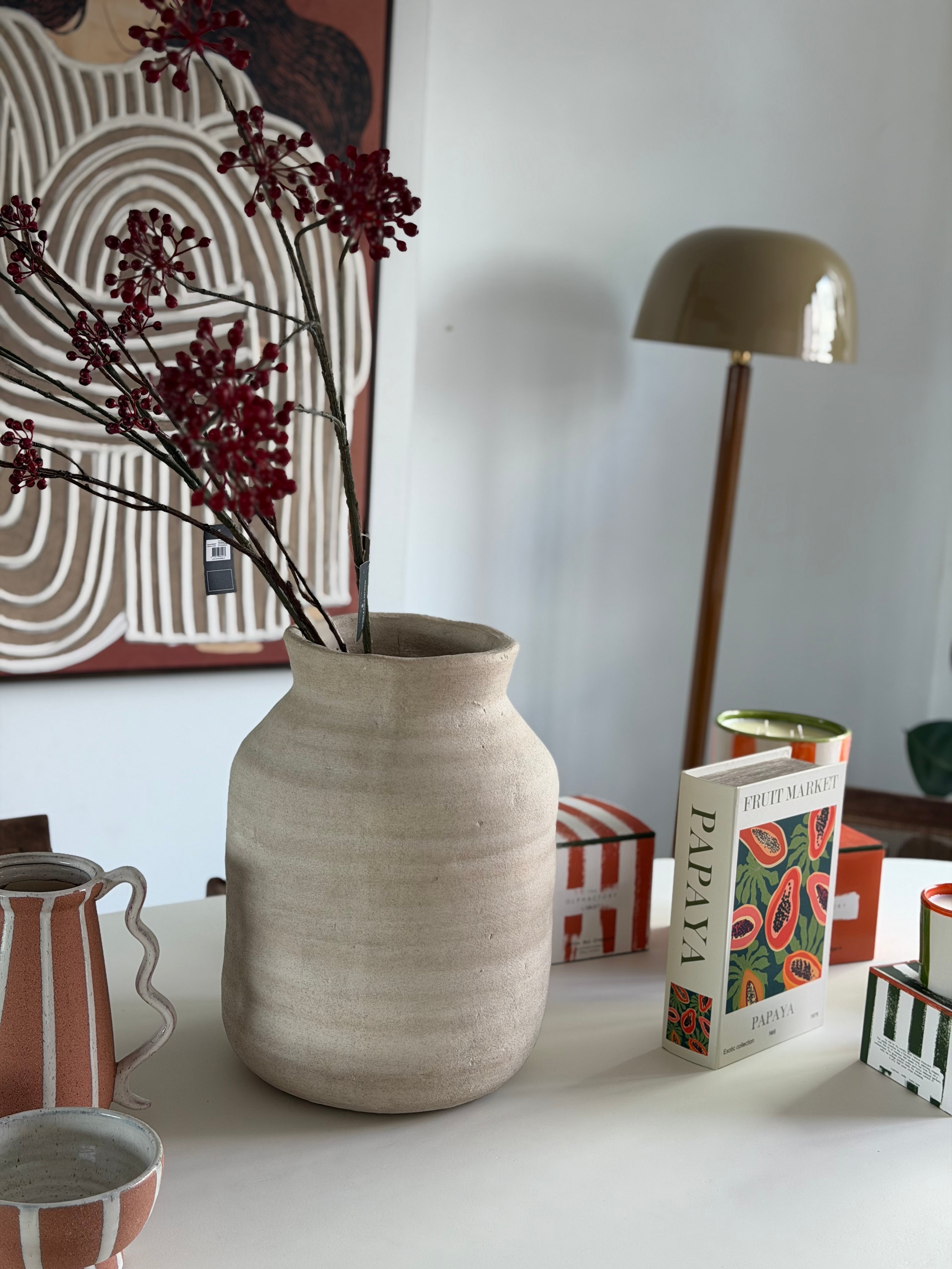 Beige Stoneware Vase