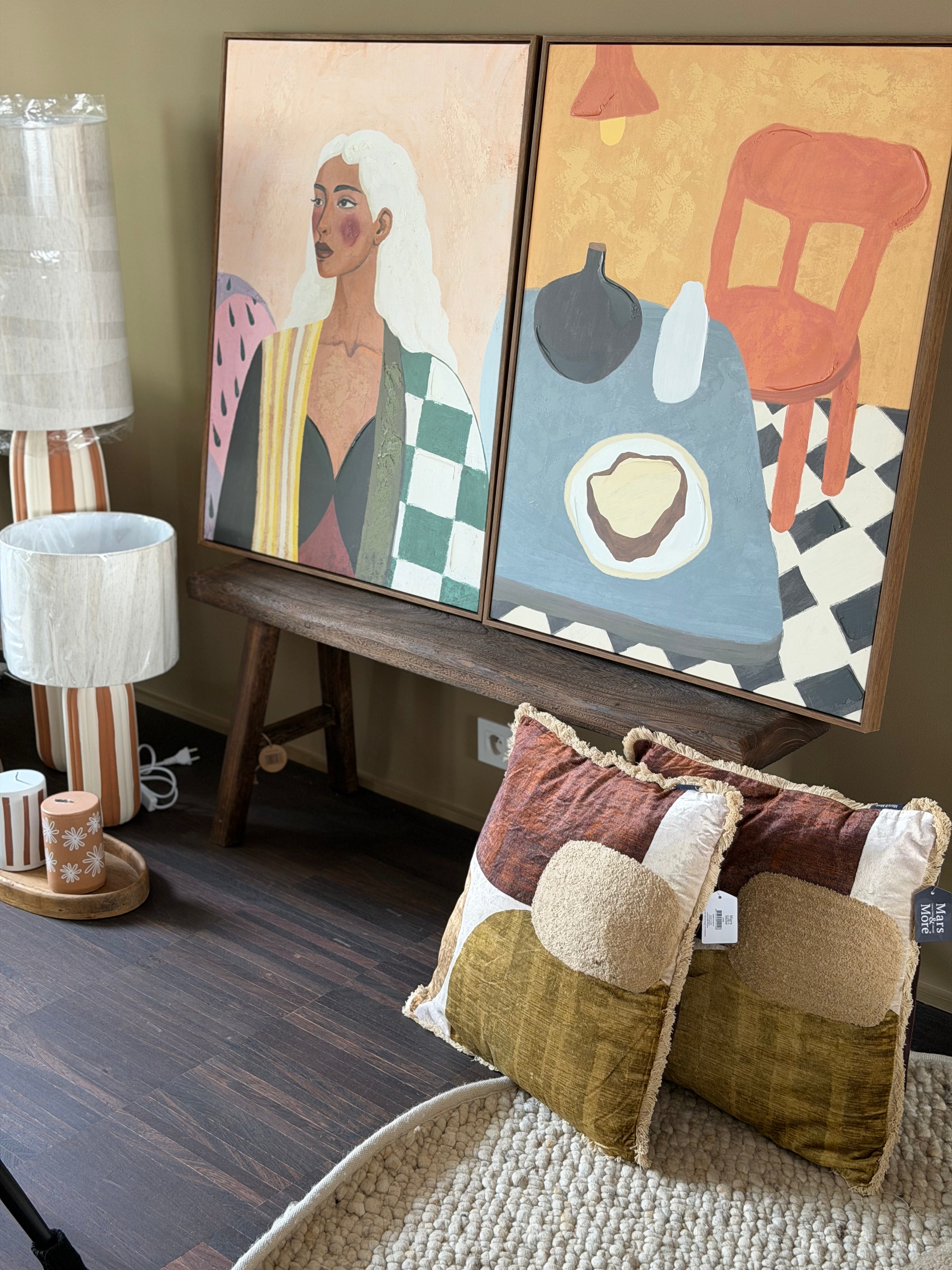 Multicolor Burgundy, Green, Beige & Cream Cushion