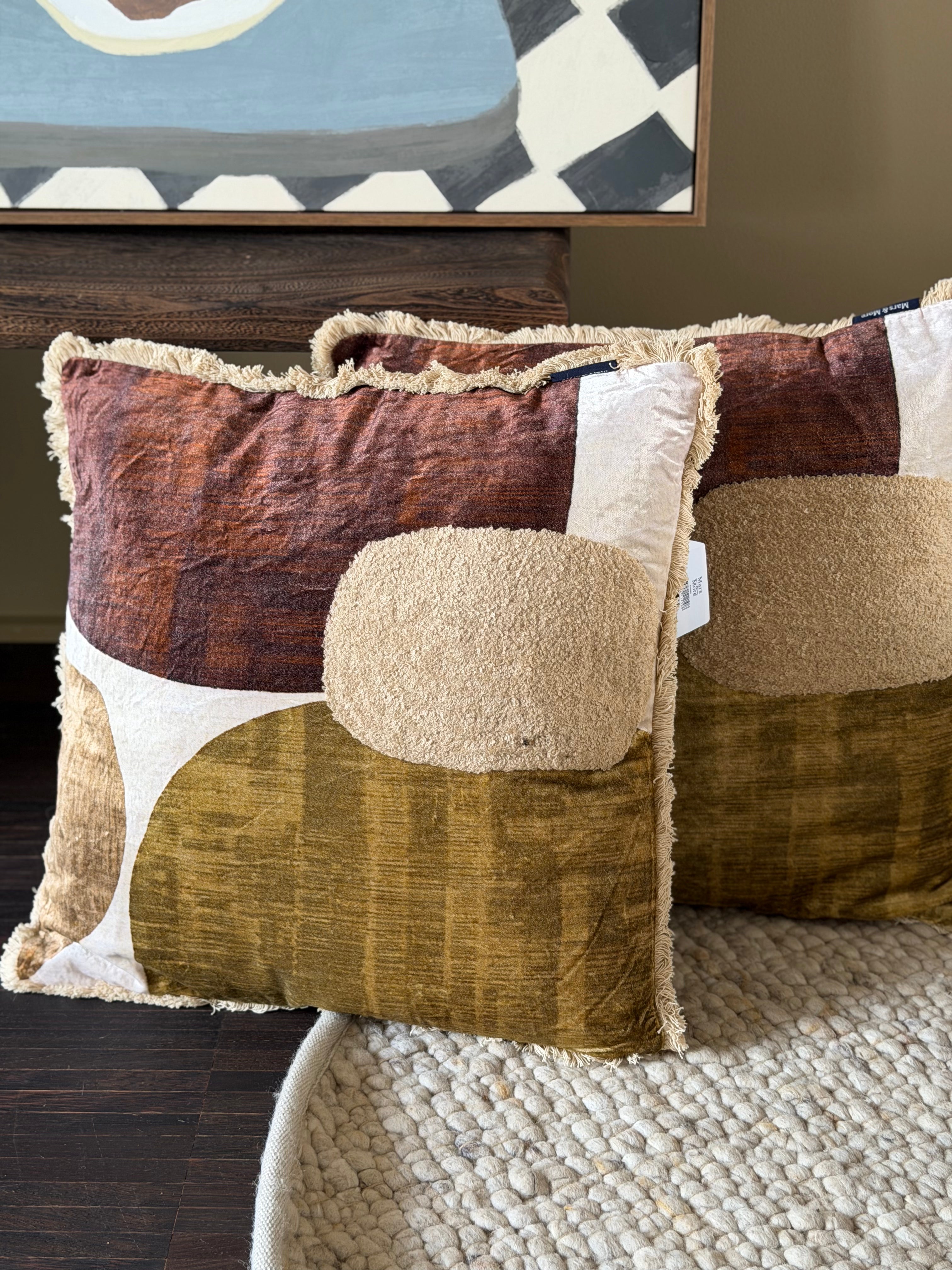 Multicolor Burgundy, Green, Beige & Cream Cushion