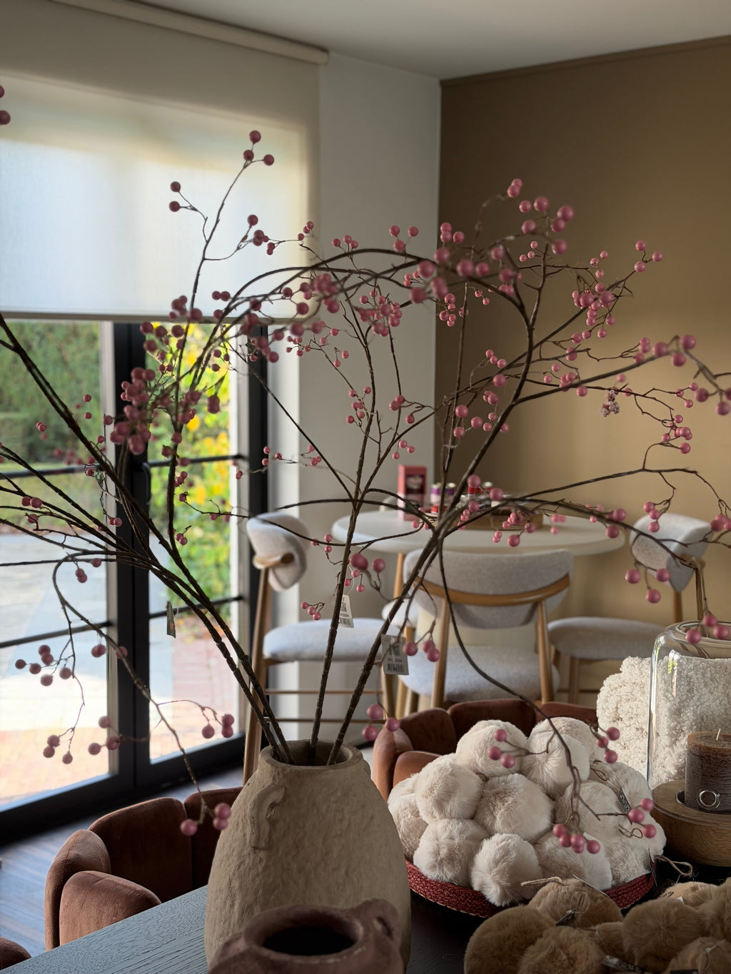 Pink artificial branches