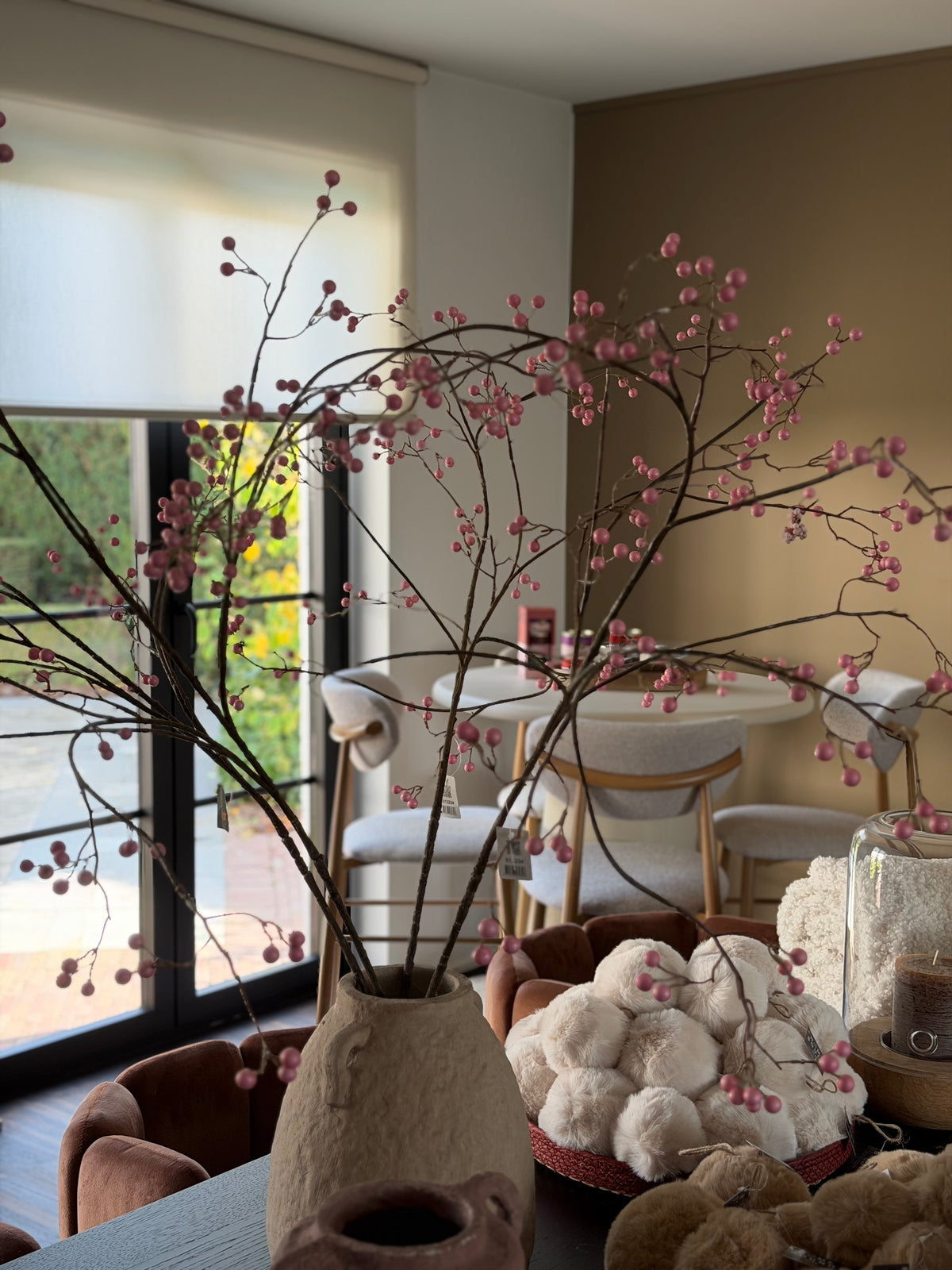 Pink artificial branches