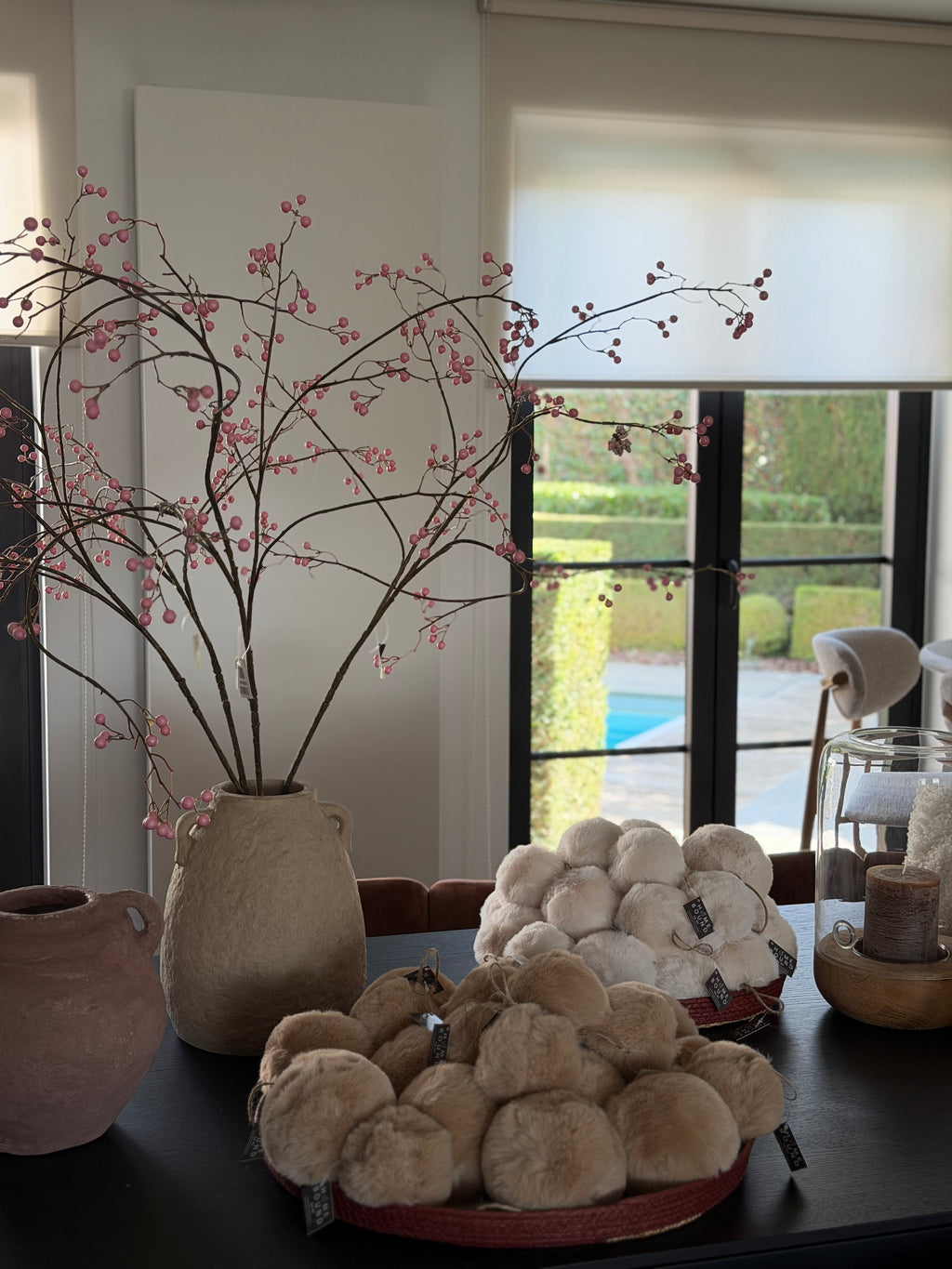 Pink artificial branches