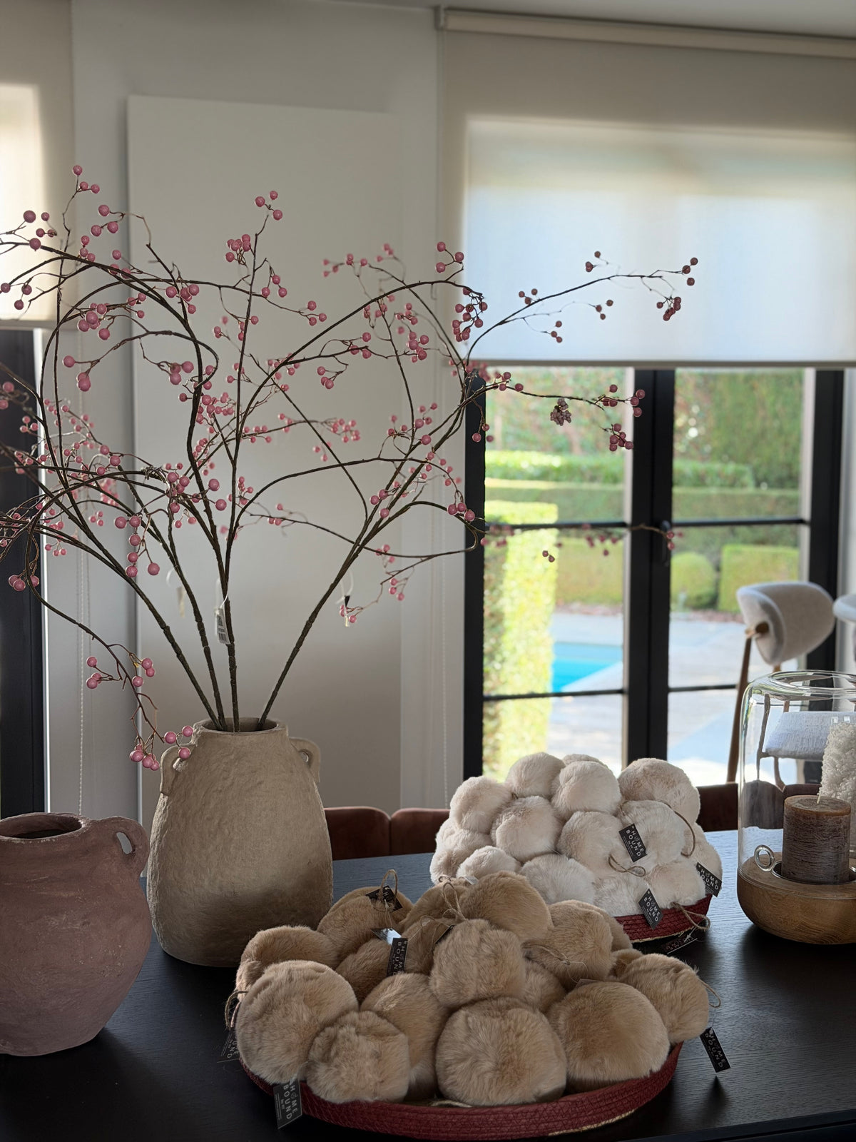 Pink artificial branches