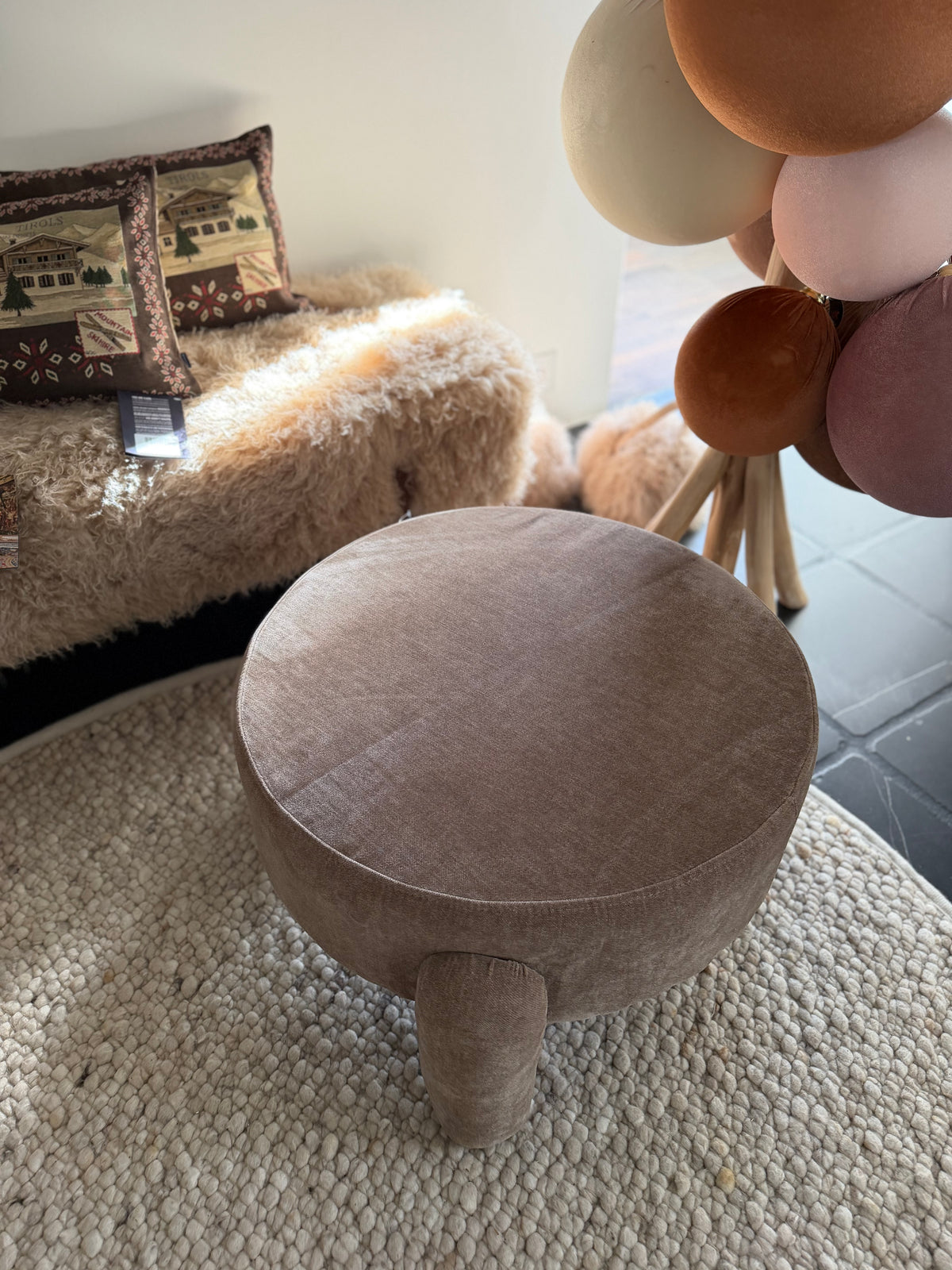 Brown Large Low Pouf